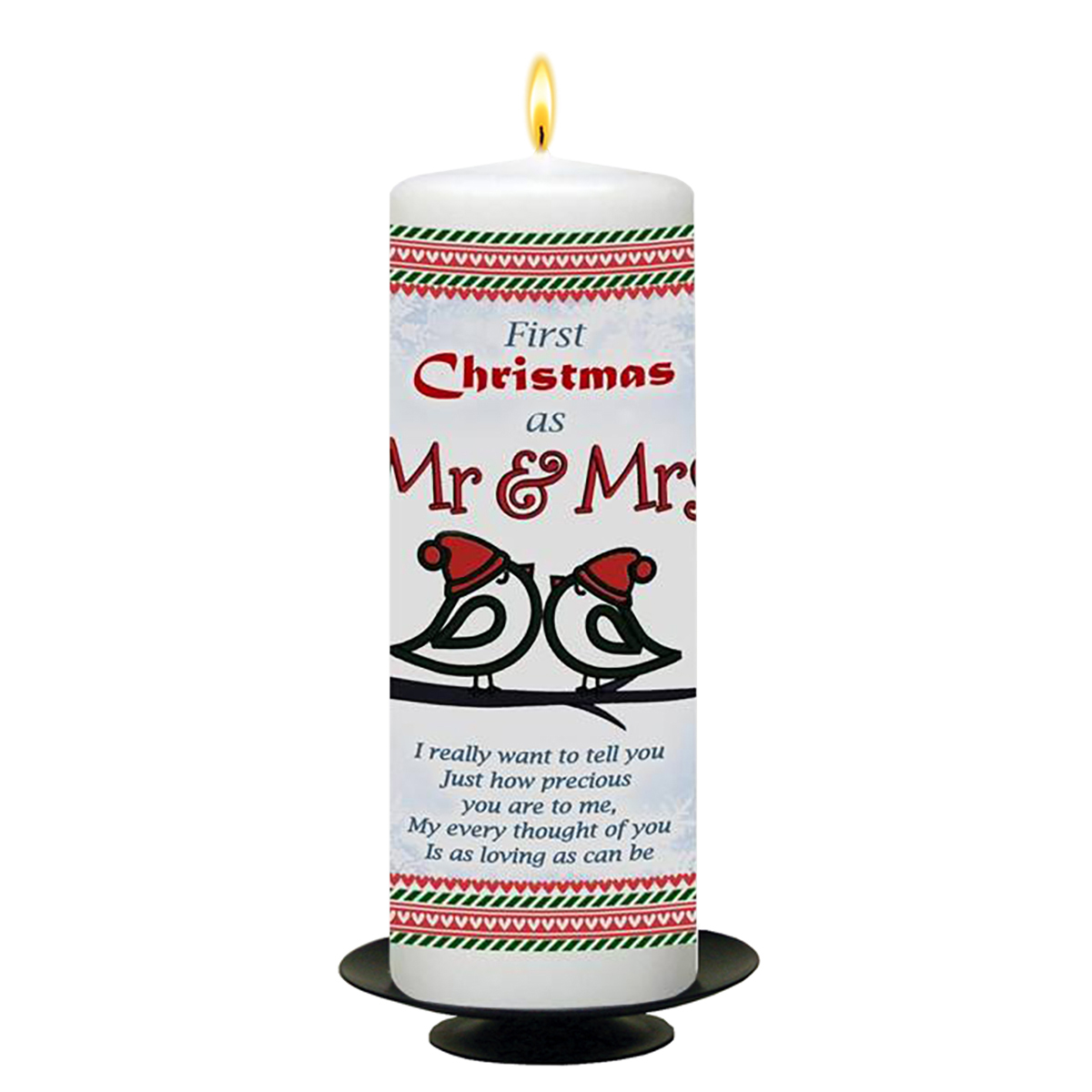 Customised Christmas Candle Gift - Kissing Birds Our First Xmas